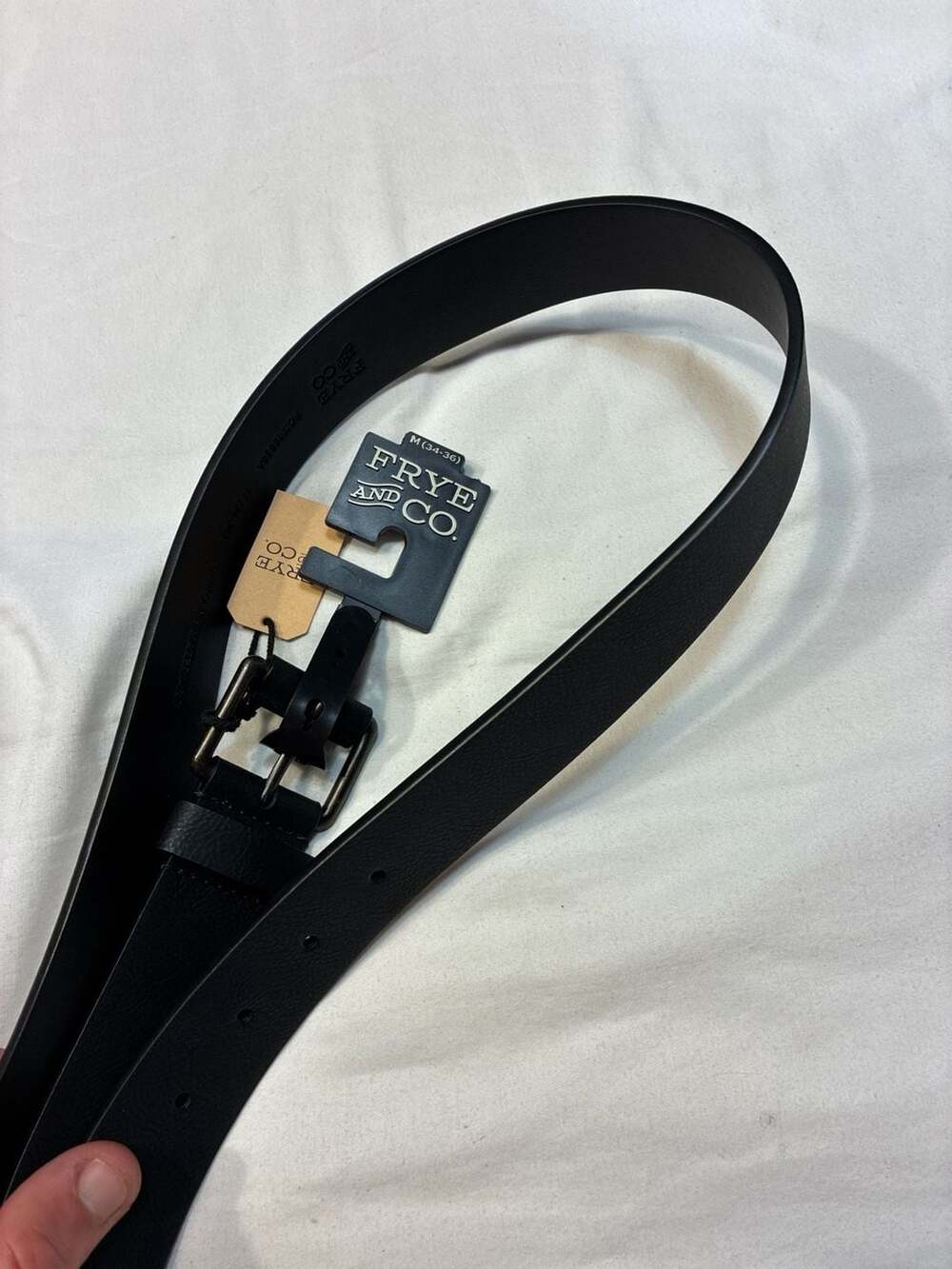 FRYE AND CO. Black Sustainable Leather Belt, Size M (34-36)